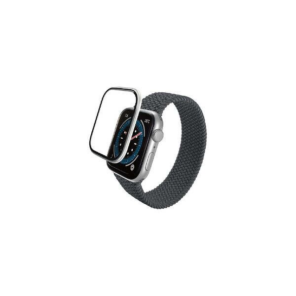 【新品・７営業日以内発送】ELECOM エレコム AW-23EFLGFALSV アップルウォッチ ガラス フィルム 【Apple Watch SE 第2世代/SE/Series 6 40mm対応】 全面保護 高透明 シルバー AW23E【沖縄離島販売不可】