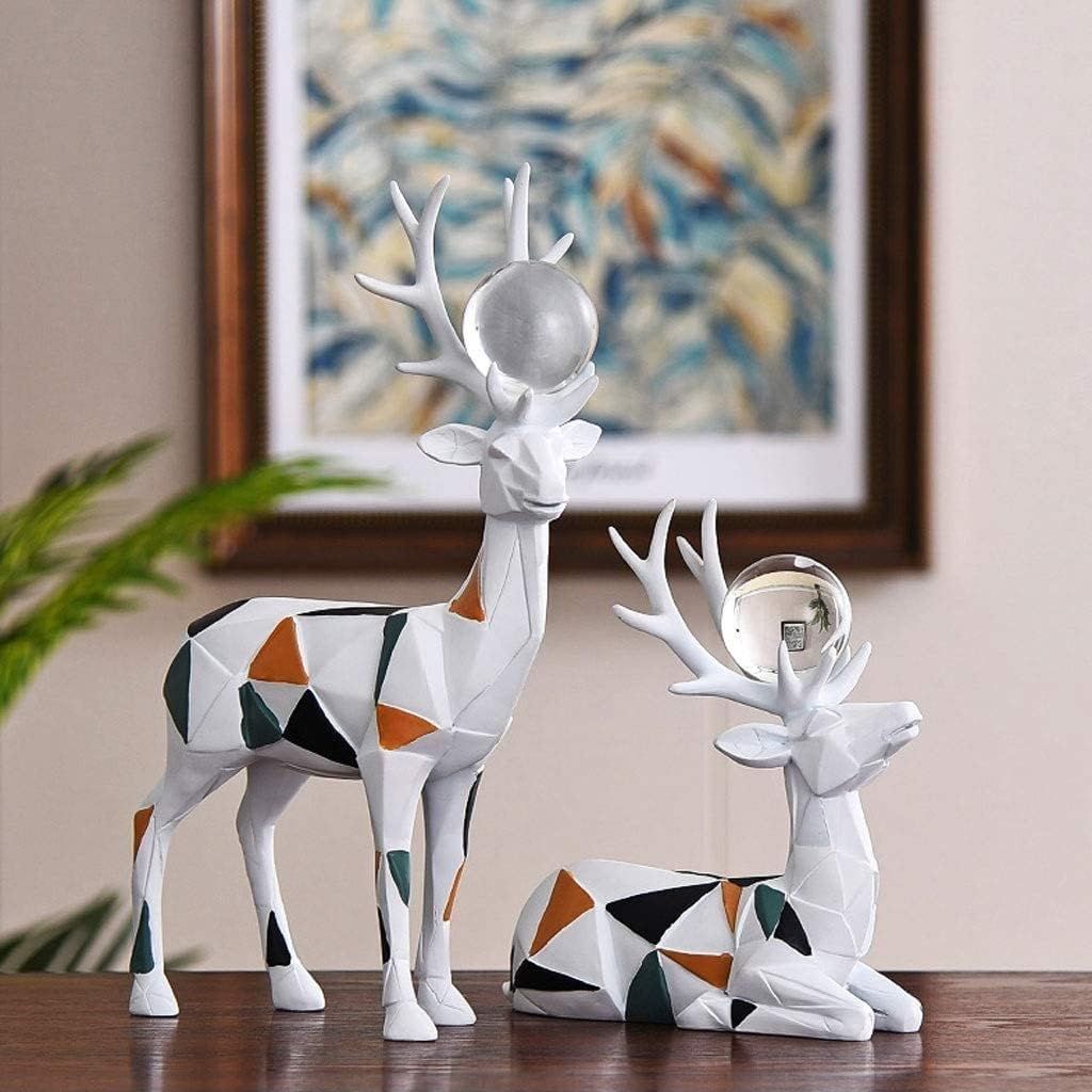 置物 オブジェ  鹿 抽象彫刻 2個セット 置物 オーナメント 装飾品 アート おしゃれ かわいい インテリア 雑貨 リビングルーム ギフト プレゼント