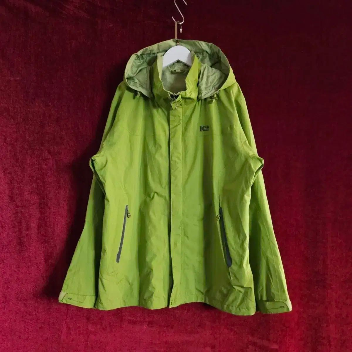 K 2 オリーブ フード GORE TEX₍ゴアテックス ウィンドブレーカー Lsize