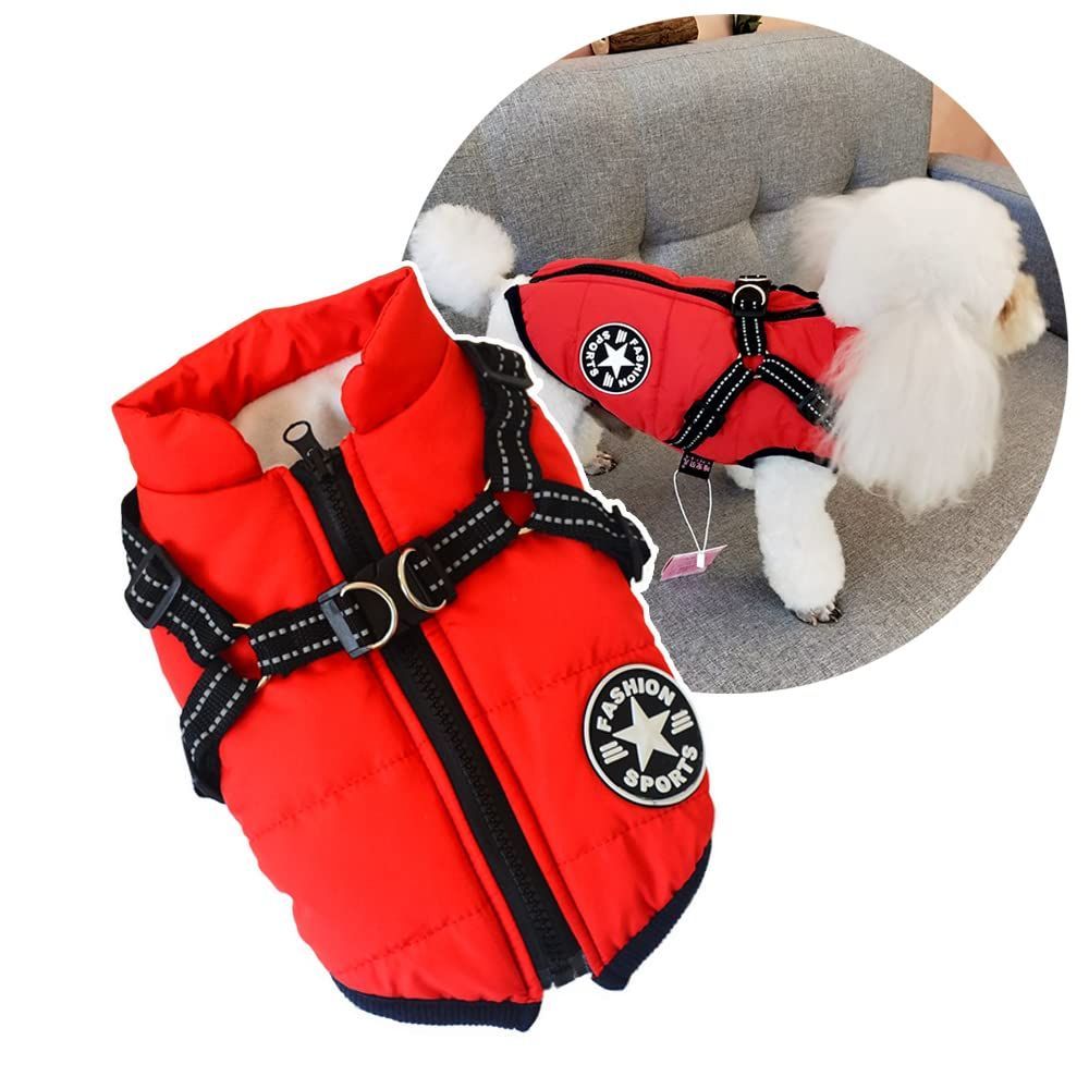 【新着商品】犬服 一体型綿入れを牽引する 犬 ベスト 綿服コート 猫 小型犬 中型犬 服 お散歩 軽量 着脱簡単 秋 冬 防寒 防水ジャケット 暖かい ペット服