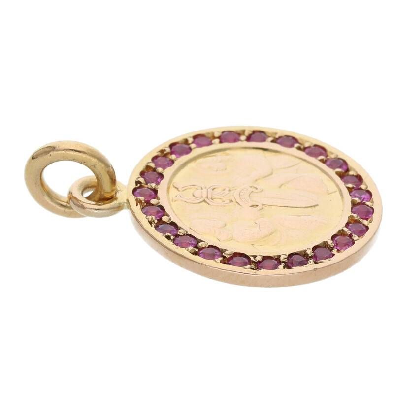 クロムハーツ 22K CHRM ANGL MDL P/SAP/エンジェルメダルチャーム PAVE