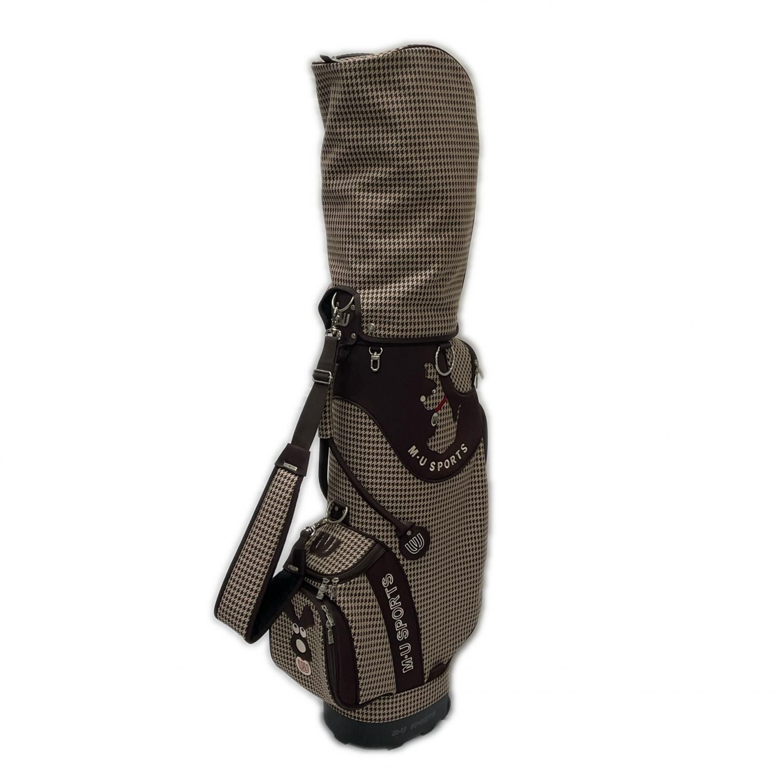 エムユースポーツ MU SPORTS キャディバッグ ブラウン 千鳥格子柄 キャリー付 モデル