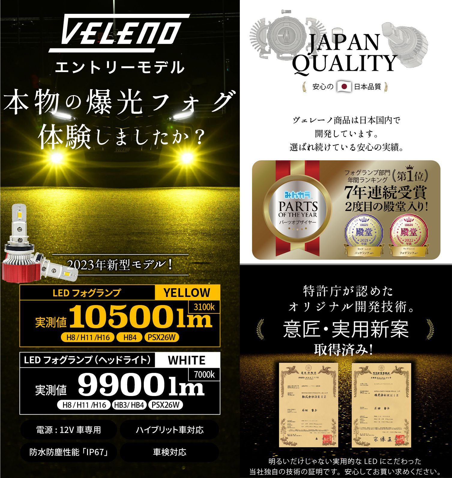 LED フォグランプ VELENO アウトレット 数量限定！ 実測値
