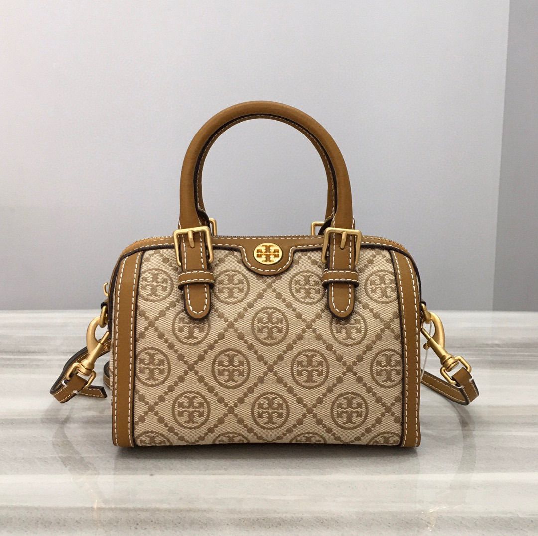 Tory Burch☆キャンバス×レザーボストン2wayバッグモノグラム ミニ 