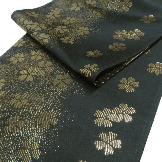 袋帯 振袖用 未使用 正絹 全通 花模様 捻り梅 箔糸 金銀 A1184