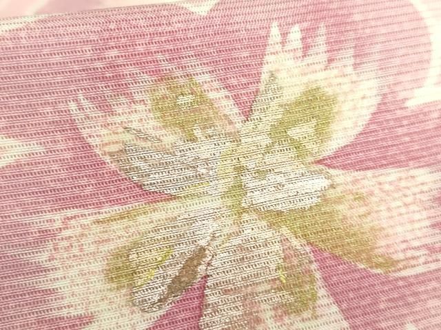 平和屋着物■極上　夏物　絽塩瀬　全通柄袋帯　舞花文　金銀彩　逸品　DZAA9484kh5 平和屋着物□極上 夏物 絽塩瀬 全通柄袋帯 舞花文 金銀彩 逸品