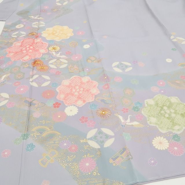 ❁tomihisa❁新品 手描き友禅 圭雲 落款”灰青色に淡く広がる吉祥の彩り ❁tomihisa❁新品 手描き友禅 圭雲 落款”灰青色に淡く広がる吉祥の彩り