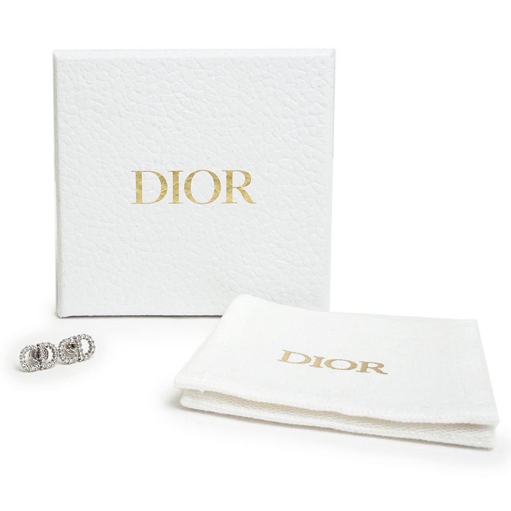 クリスチャンディオール クレール ディー リュヌ CDロゴ ラインストーン ピアス ホワイトクリスタル シルバー E1715CDLCY 箱付  Christian Dior（新品・未使用品） - メルカリ