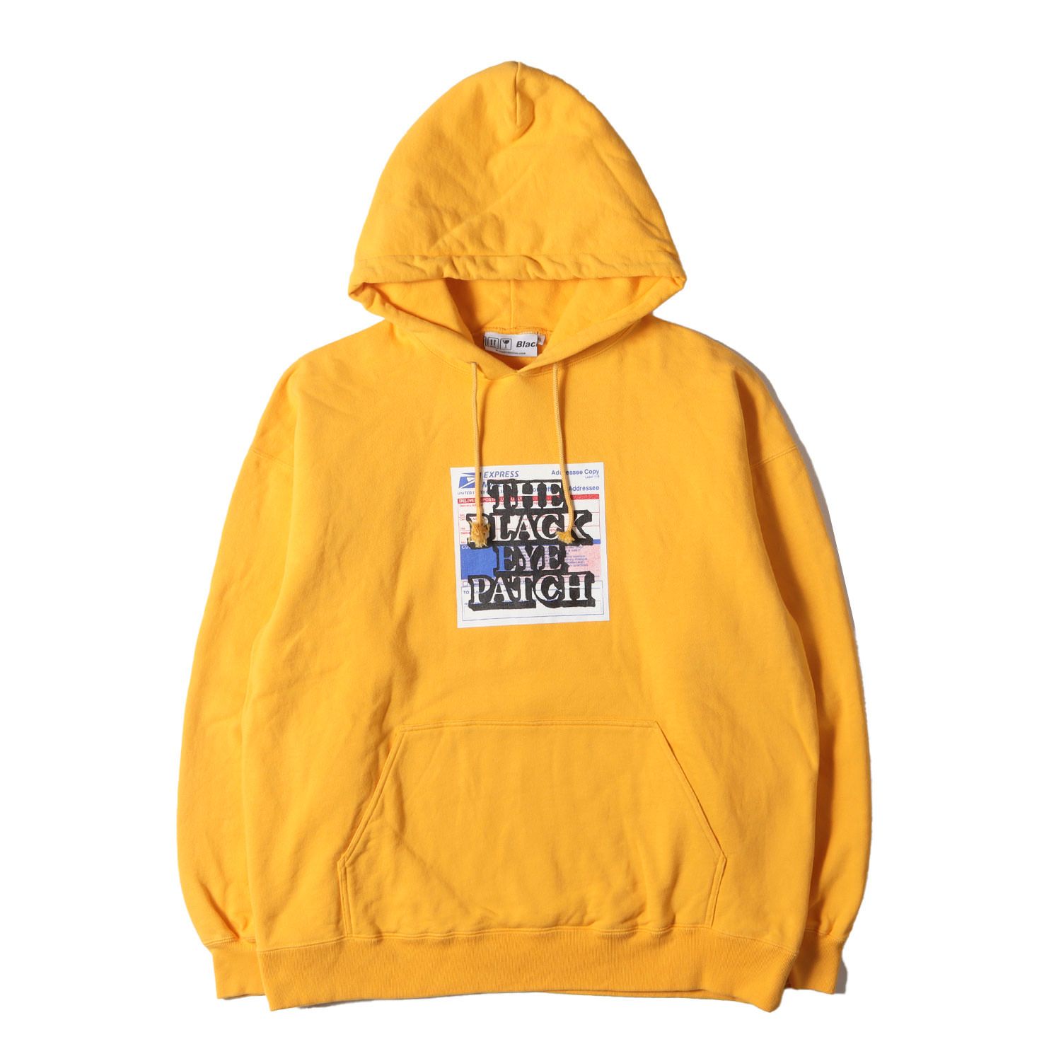 BlackEyePatch ブラックアイパッチ パーカー サイズ:XL ラベルロゴ リバースウィーブ スウェット パーカー (LABEL HOODIE) イエロー トップス フーディー プルオーバー【メンズ】