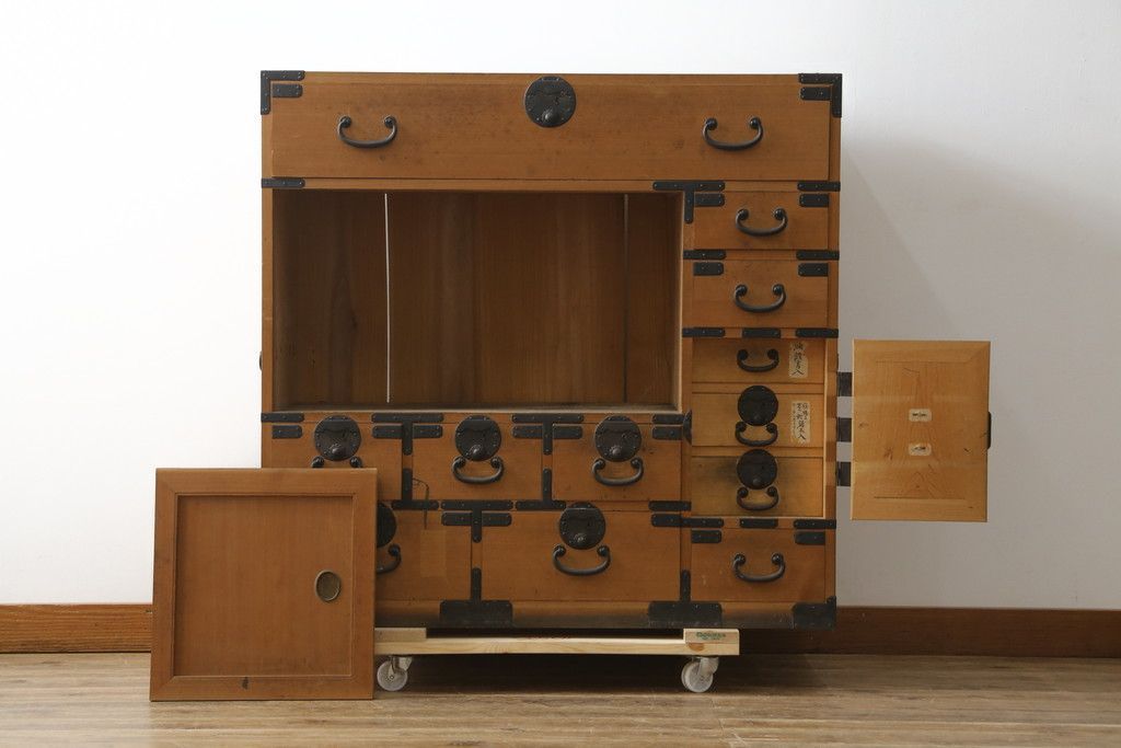 ☆事前問合せ必須☆ 関西帳場箪笥 和製アンティーク 美品 檜 ヒノキ材 和