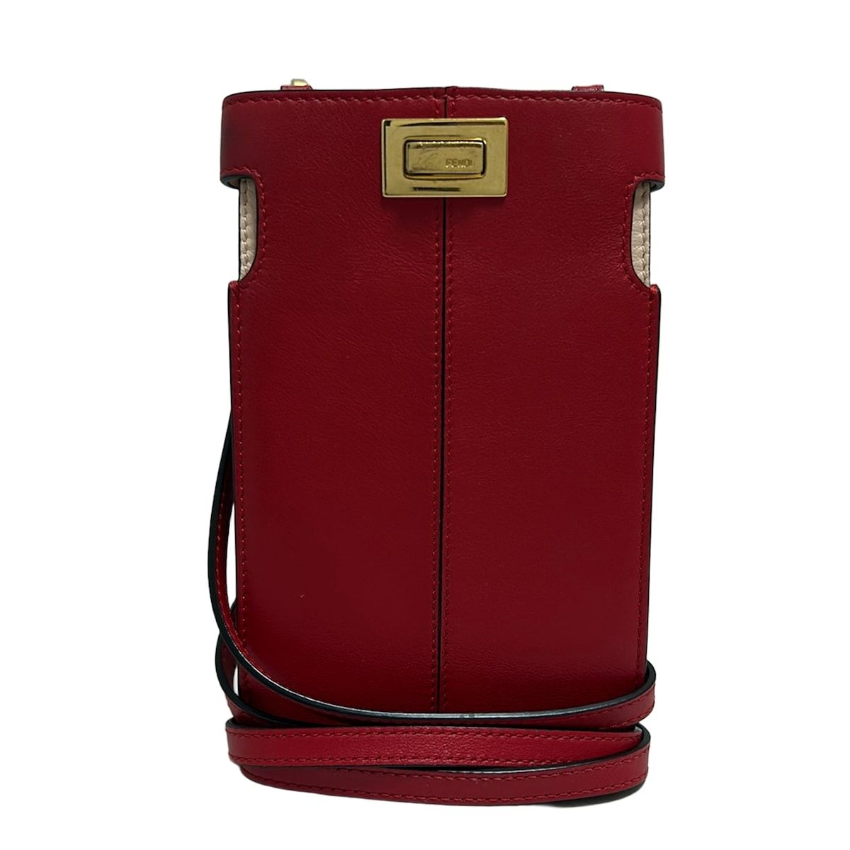 FENDI フェンディ 携帯電話ケース ピーカフォン 8M0442 レッド レザー