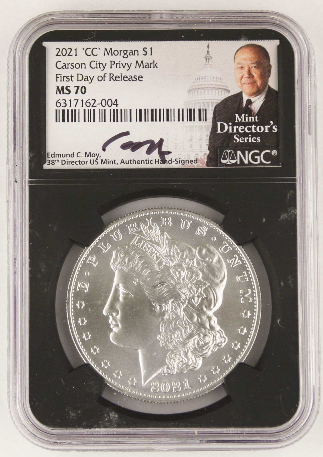 Morgan 2021 CC $1 Silver Dollar Carson City NGC MS70 First Day of Release Moy