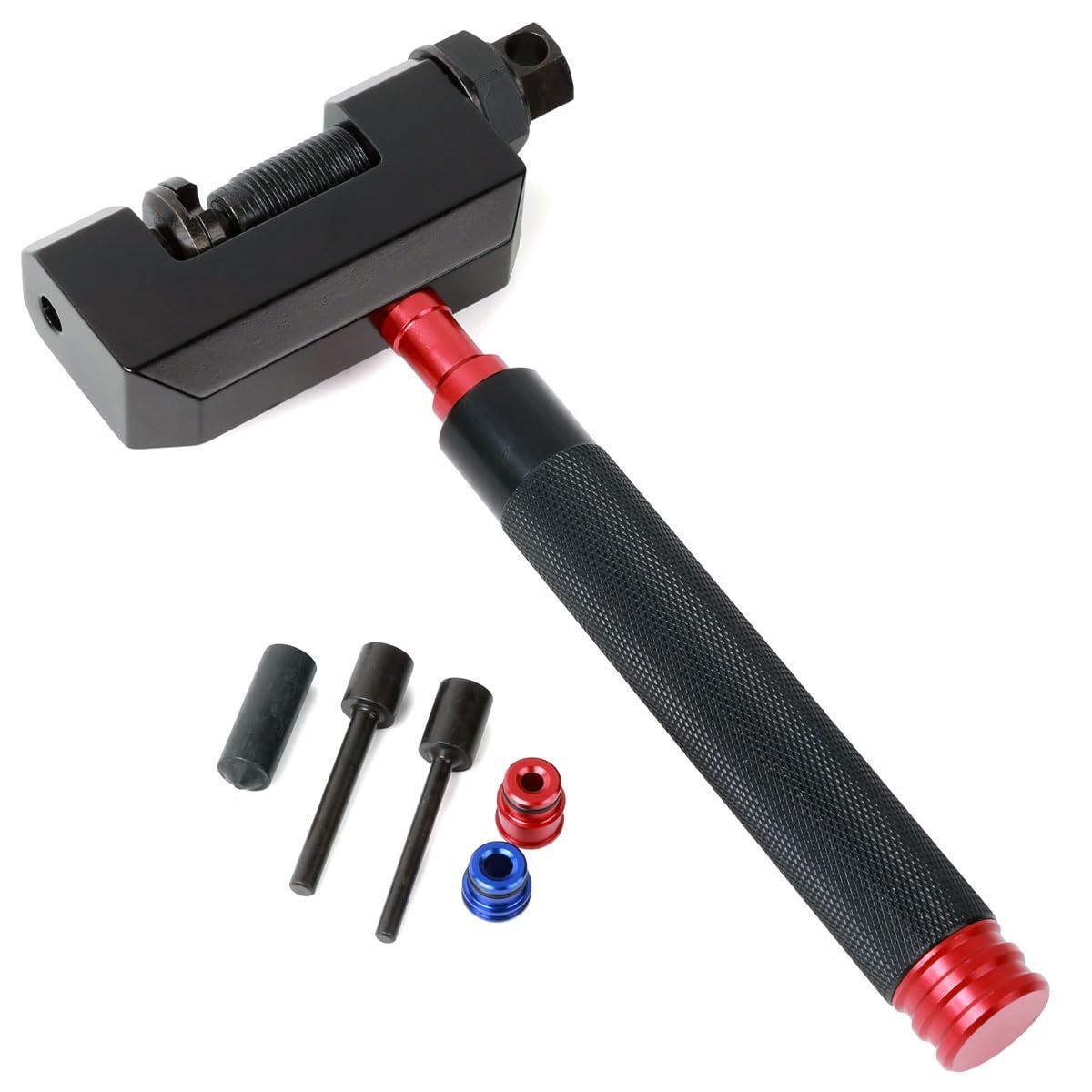 プロチェーンツール カット|圧入|カシメ チェーンサイズ 420|428|520|525|530 シールチェーン|ノンシールチェーン対応 付属部品は持ち手に収納 チェーン交換 チェーンカット チェーン圧入 ディーアールシー DRC チェーンカシメ メ