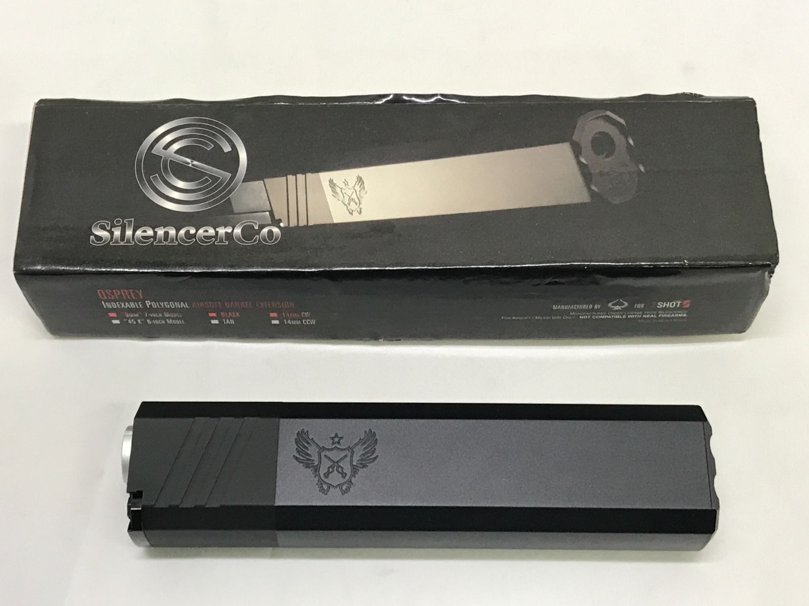 SilencerCo Osprey タイプ レンジアップ サプレッサー 9mm 7インチモデル ブラック 14mm CW 707 Range Up Suppressor