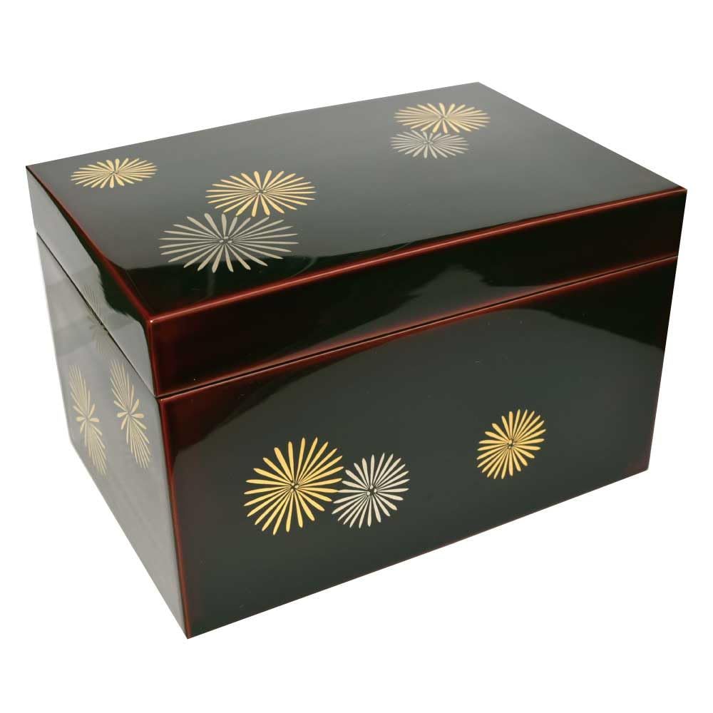 茶箱　唐松 茶道具 利休茶箱 溜真塗 溜 唐松蒔絵 四点セット (利休茶箱 棗