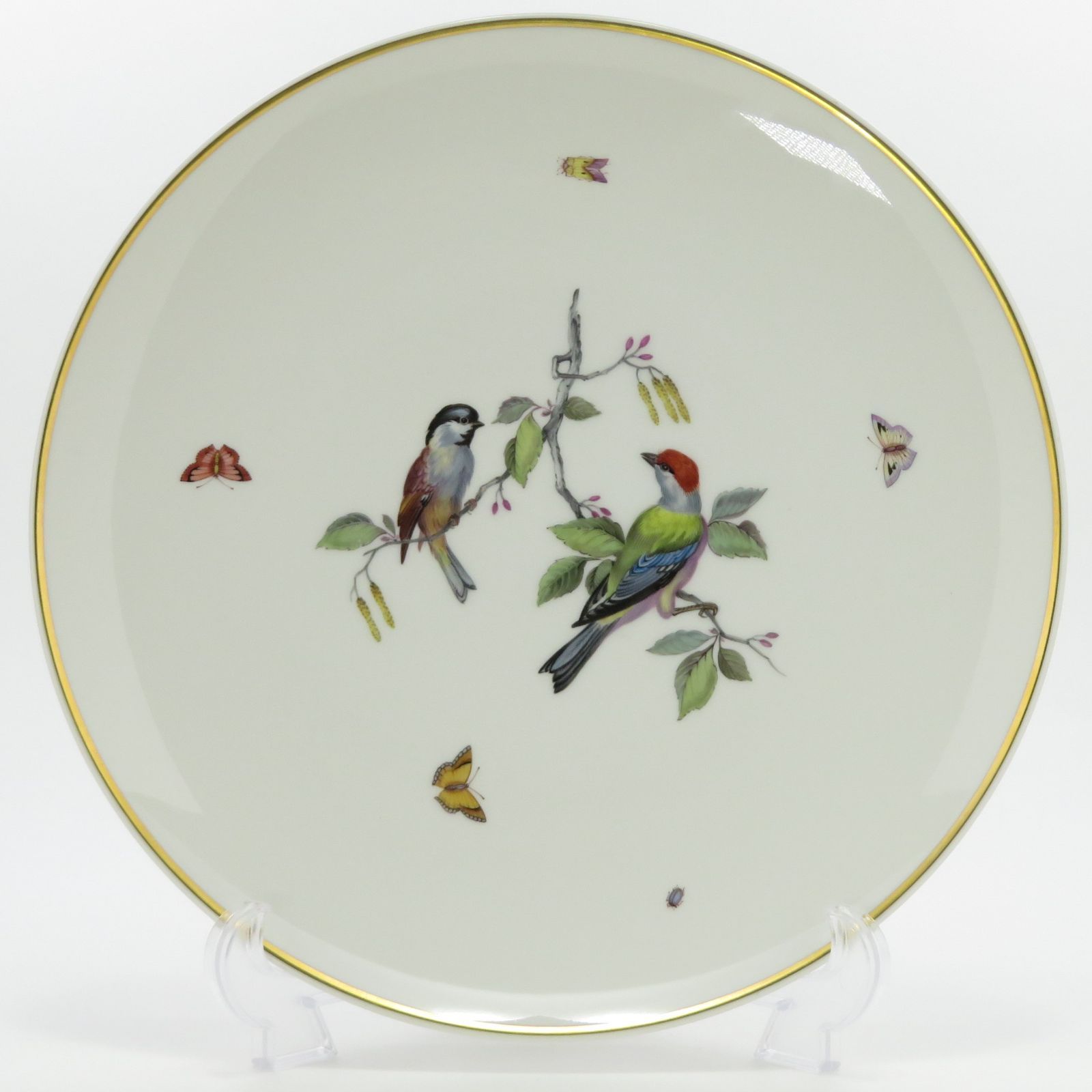 KPMベルリン プレート□鳥と蝶 飾り皿 24.5cm 金彩 鳥 蝶 1枚 ベルリン