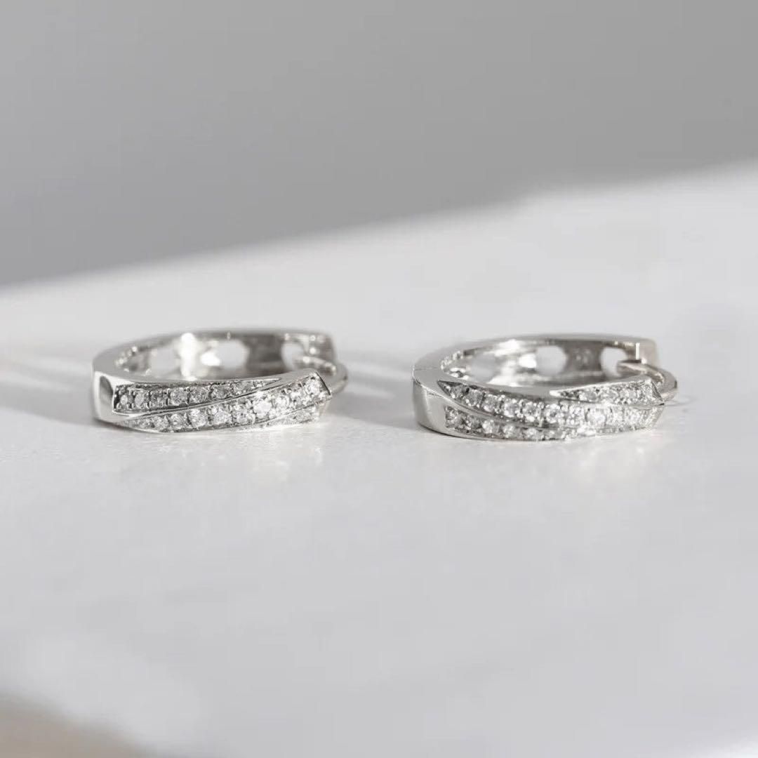 ゴールド シルバー シルバー925 ダイヤ フープピアス パヴェ 上品 華奢 大人 女性 感 エレガント シンプル 輝き 清楚 普段使い フォーマル ギフト 人気 プレゼント おしゃれ 上質 小ぶり 好印象 474 475