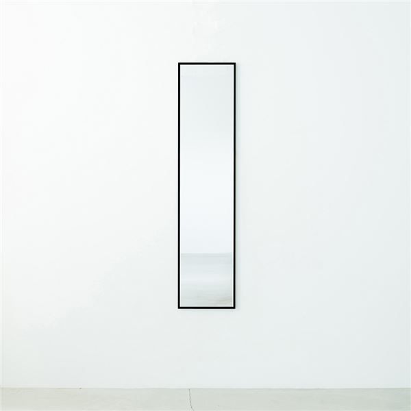 細枠ウォールミラー(30×122)(ブラック/黒) 天然木 姿見鏡 コレクション