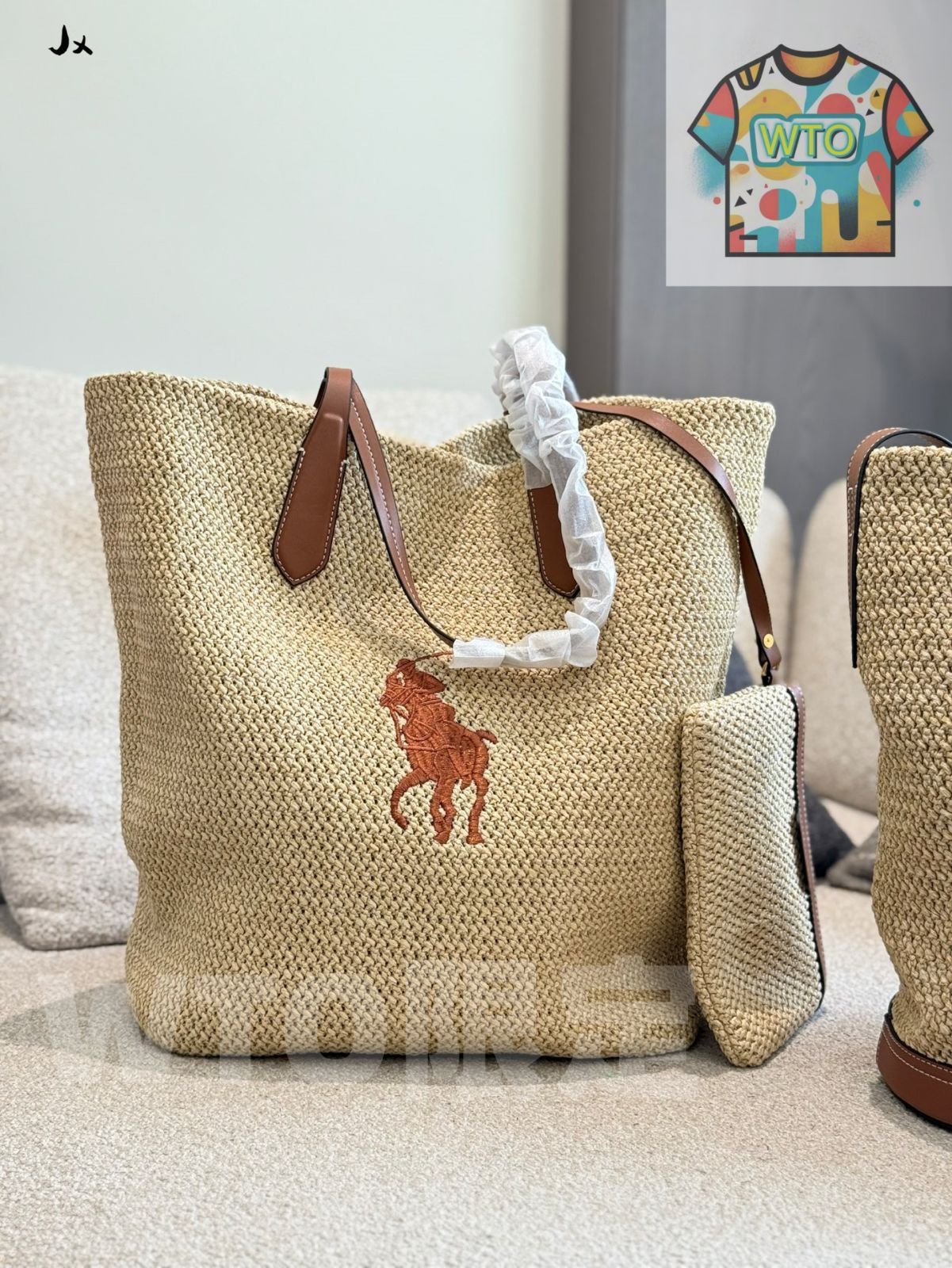 【新品未使用】Lauren Ralph Lauren ラフィアバッグ 今日特価】Ralph Lauren ラルフローレン 新作 ラフィアバッグ 大