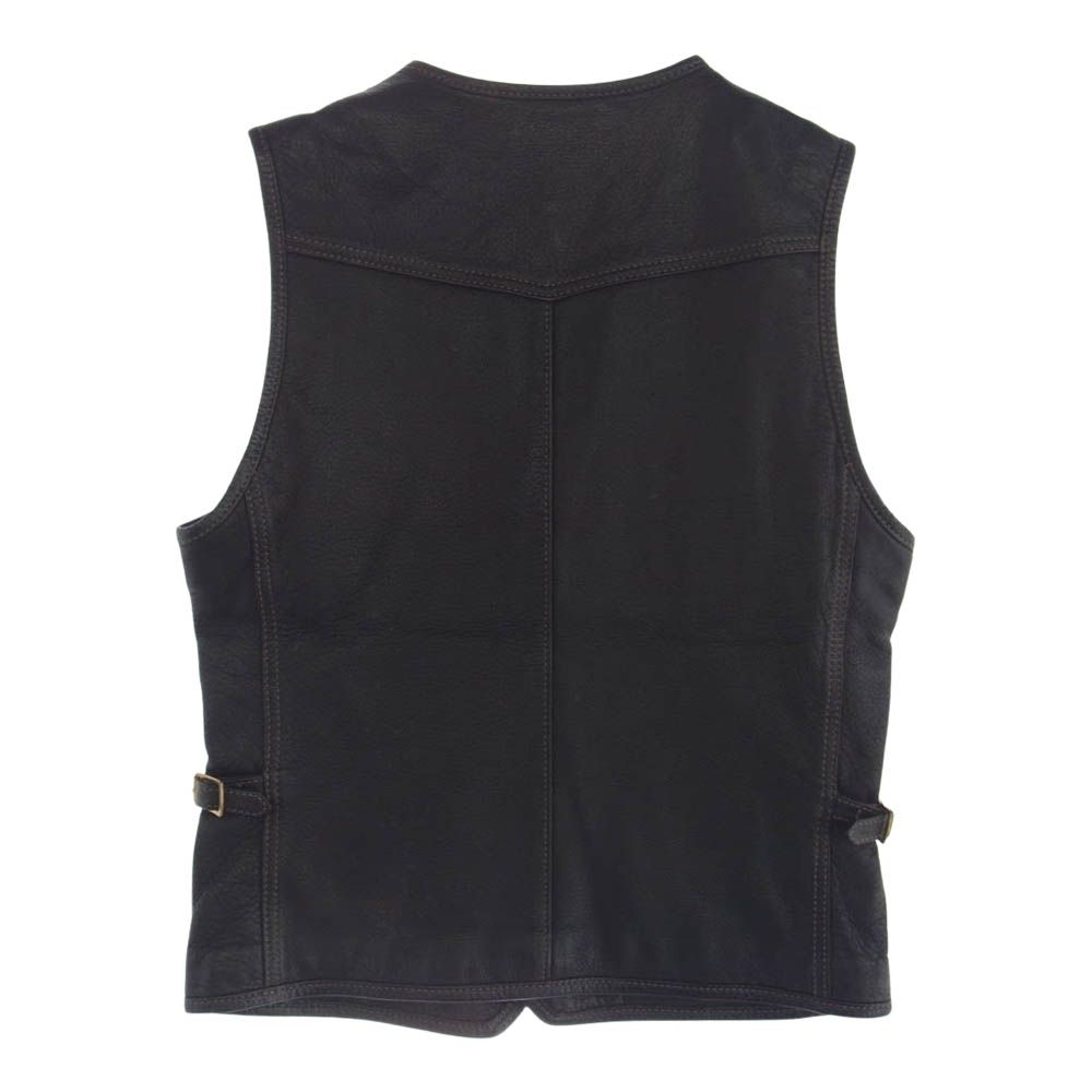THE FLAT HEAD ザフラットヘッド ディアスキン レザー ベスト ブラック