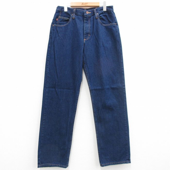 W32/古着 レッドキャップ ジーンズ メンズ コットン 濃紺 ネイビー デニム 24jul31 中古 ボトムス ジーパン Gパン ロング パンツ