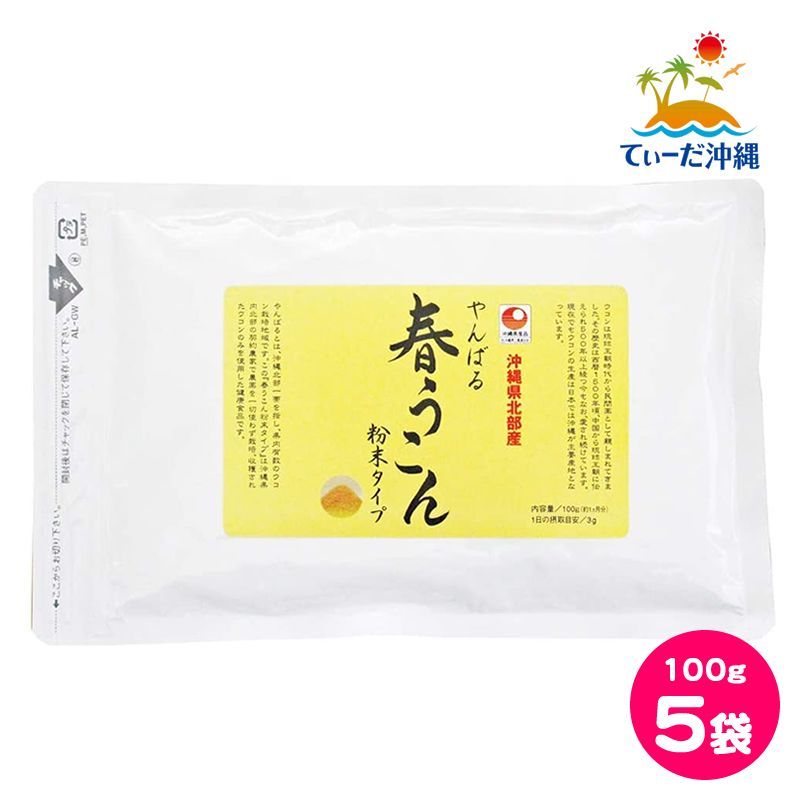 【送料込 クリックポスト】沖縄ウコン堂 やんばる春ウコン粉末タイプ 100g 5袋セット