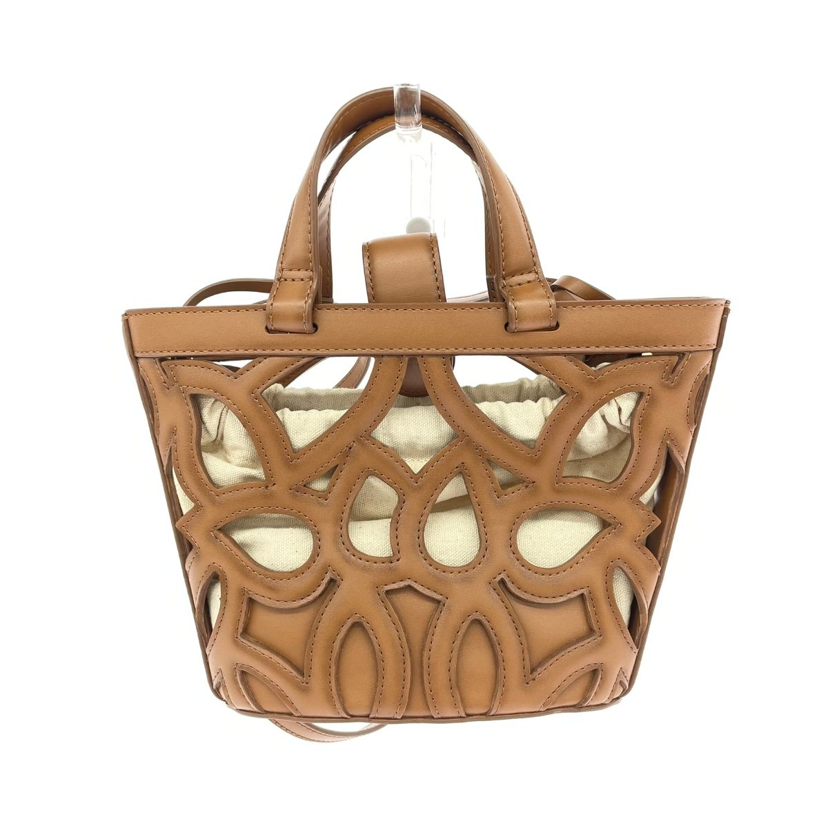 ZARA カットワークミニトートバッグ　ブラウン　2way ZARA カットワークミニトートバッグ ブラウン ショルダーバッグ