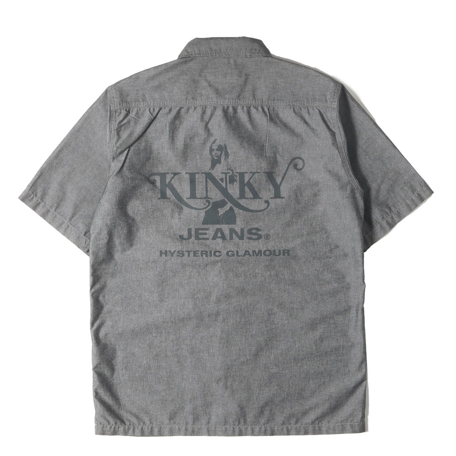 HYSTERIC GLAMOUR ヒステリックグラマー シャツ サイズ S | 23SS KINKY JEANS ロゴ エンジニア シャンブレー 半袖 シャツ 02232AH04 | ブラック 黒 | トップス カジュアルシャツ メンズ