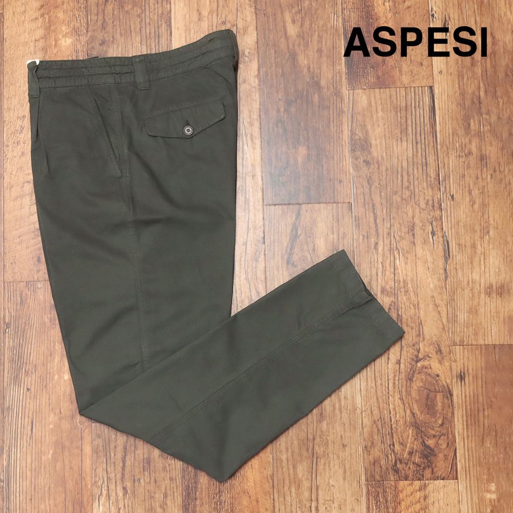 秋冬|ASPESI|52サイズ|美脚パンツ CP30 A262 ツイル 無地 ウォッシュ ガーメントダイ ワンタック ジョッパーズ アスペジ |カーキ|md231|