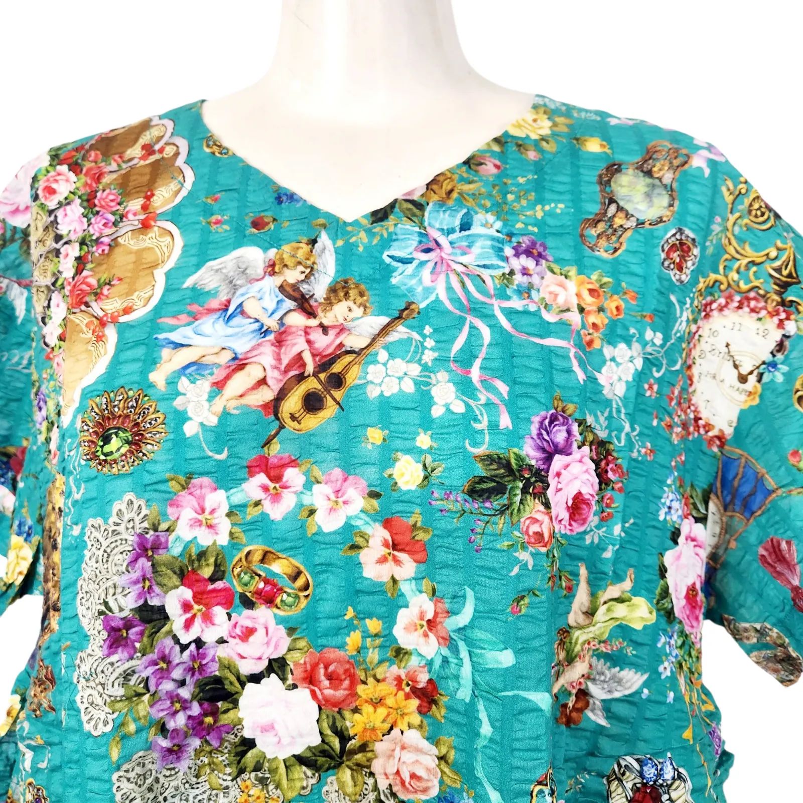 Tunic 鴨居羊子 ルームウェア ワンピース 総柄 ローンサッカー 綿100% チュニック TUNIC チュニック 鴨居羊子 長袖全開パジャマ 80