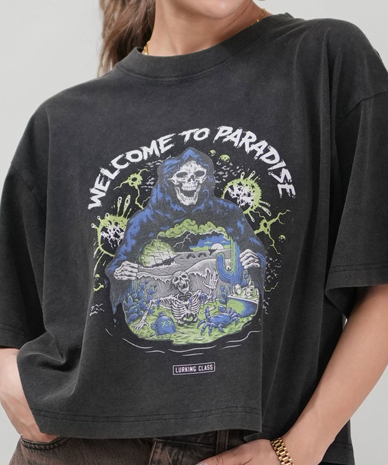 LURKING CLASS ラーキングクラス 半袖 Tシャツ レディース クロップド丈 ミニTシャツ ST25STM06W ムラサキスポーツ限定 LURKING CLASS ラーキングクラス 半袖 Tシャツ レディース