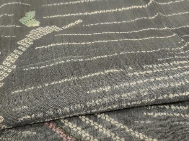 平和屋着物＊夏物 訪問着 生紬 舞蝶文 正絹 逸品 未使用