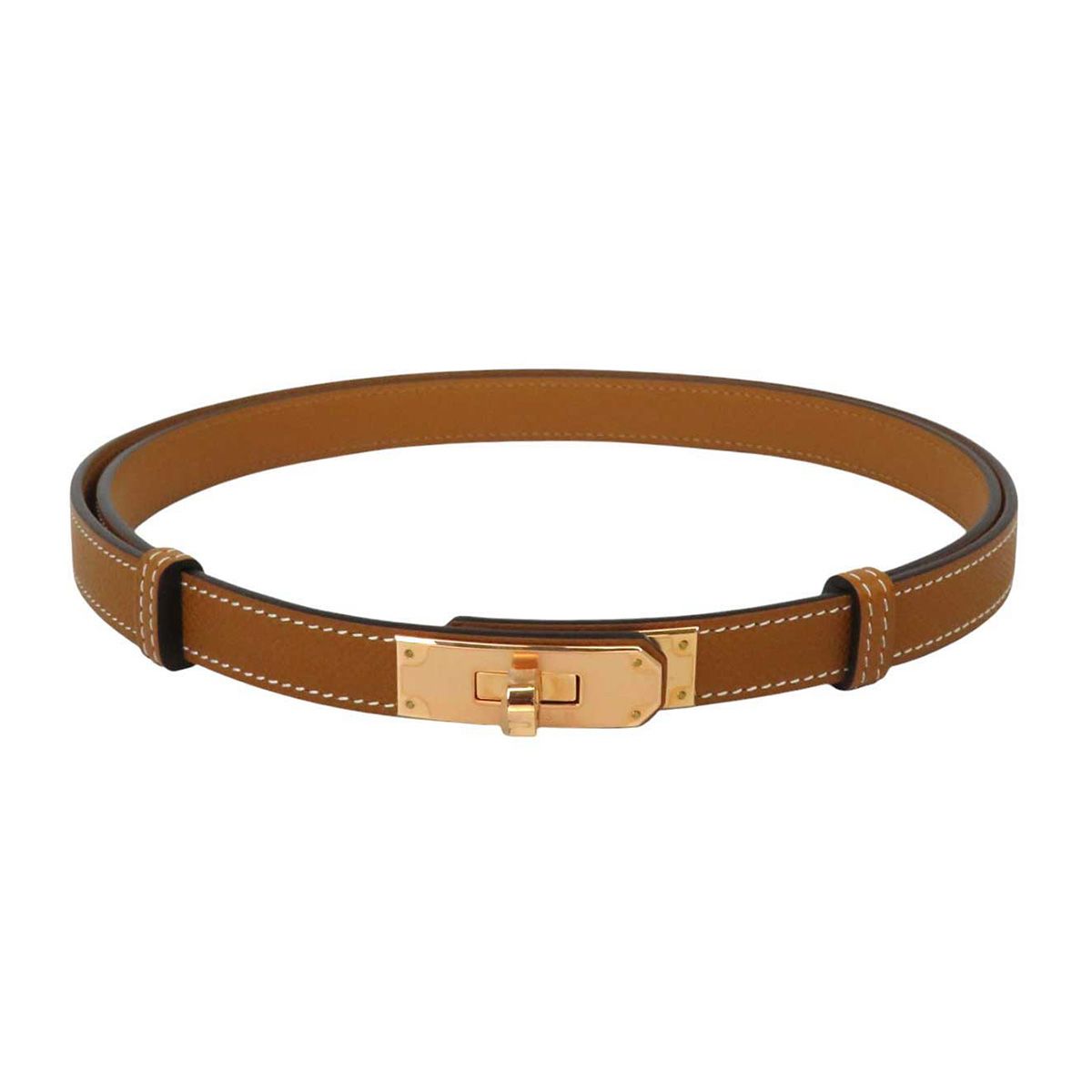 エルメス ケリー ベルト 18 レザー メタル ユニセックス ブラウン ゴールド HERMES アパレル 小物