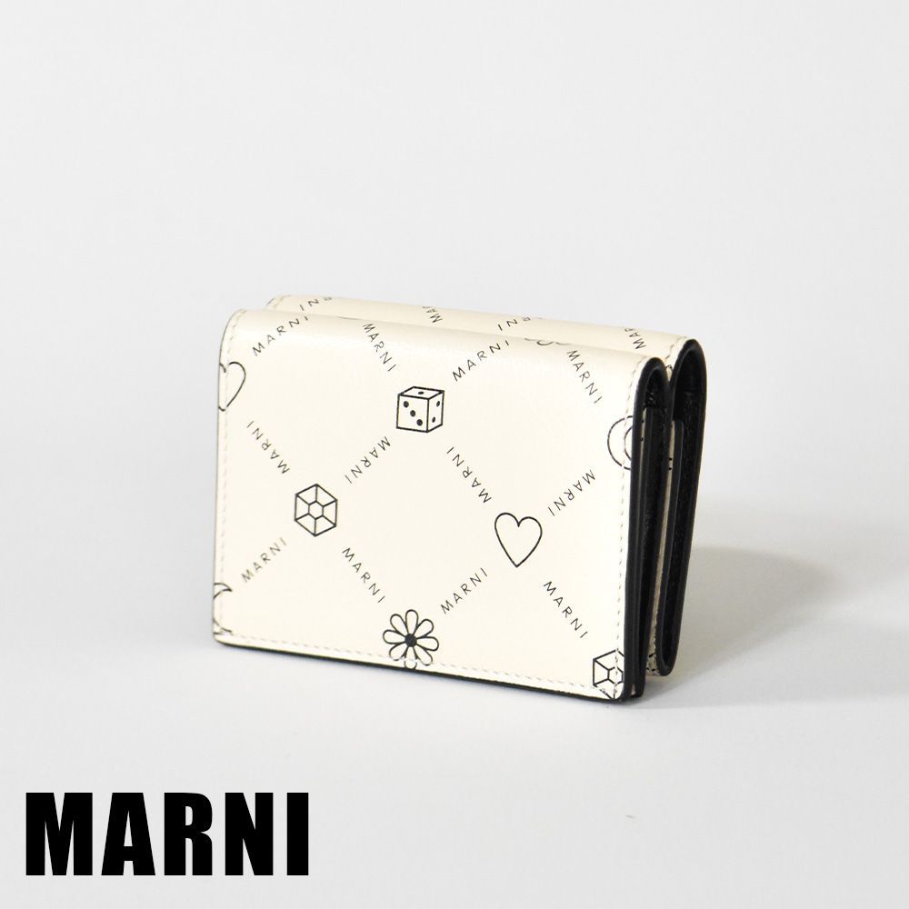MARNI マルニ モノグラム 三つ折りミニ財布 イタリア正規品 PFMO0067U0 P4599 00M98 新品