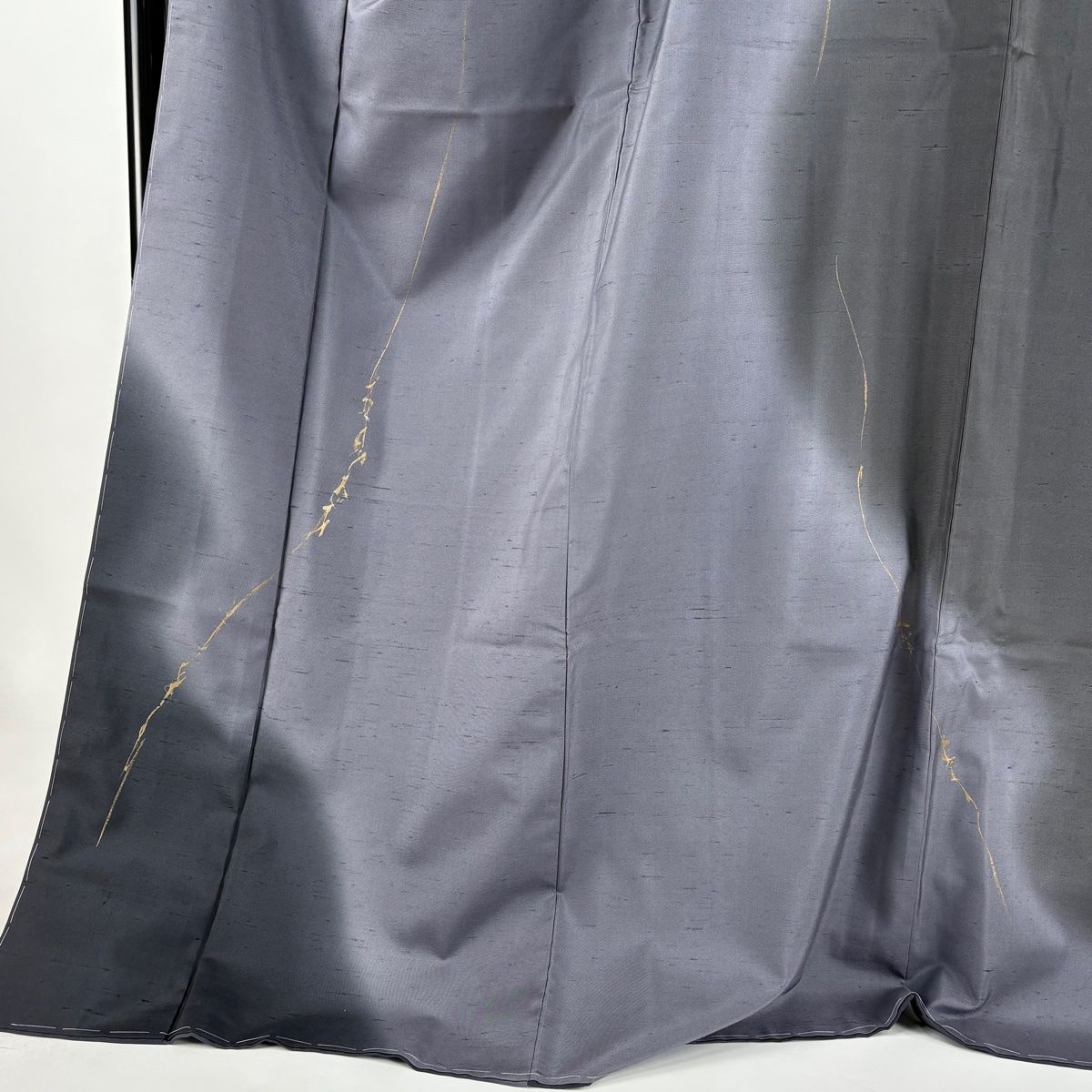 訪問着 身丈175cm 裄丈72cm L 袷 想屋 牛首紬地 背抜き やまと 落款 証紙 幾何学 染め分け 金銀彩 灰紫 正絹