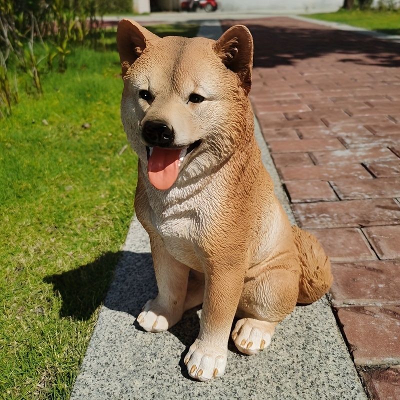 可愛い柴犬　リアルな柴犬レジン彫刻！ 魅力sな柴犬レジン像 - 庭、パティオ＆ホームデコ用のリアルな