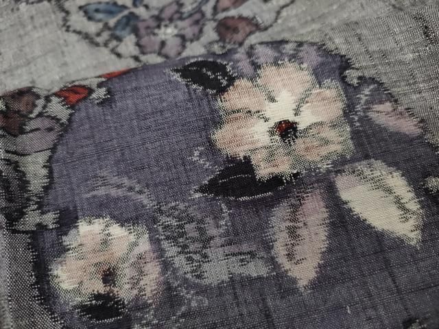 平和屋着物●小千谷紬　エ霞草花文　正絹　逸品　未使用　CAAS6927yc 平和屋着物○小千谷紬 エ霞草花文 正絹 逸品 未使用 CAAS6927yc