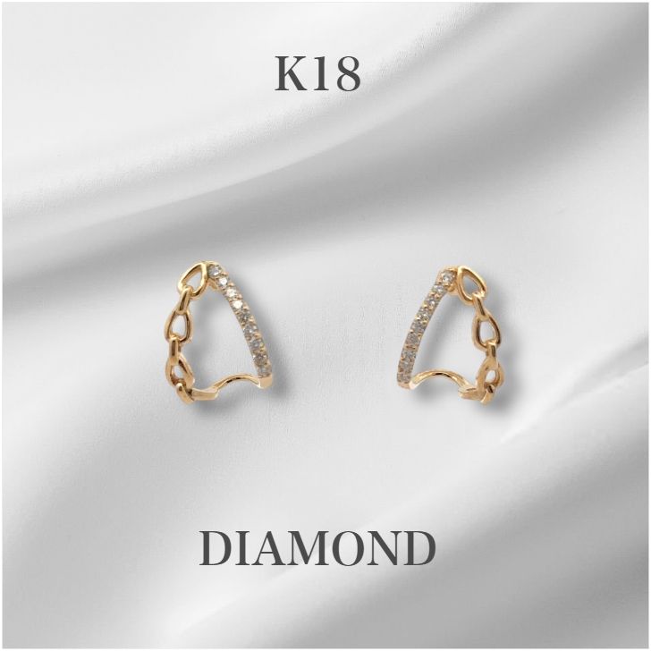 新品特価】 K18 ダイヤモンド 0.10ct×2 ピアス 金属アレルギーOK 