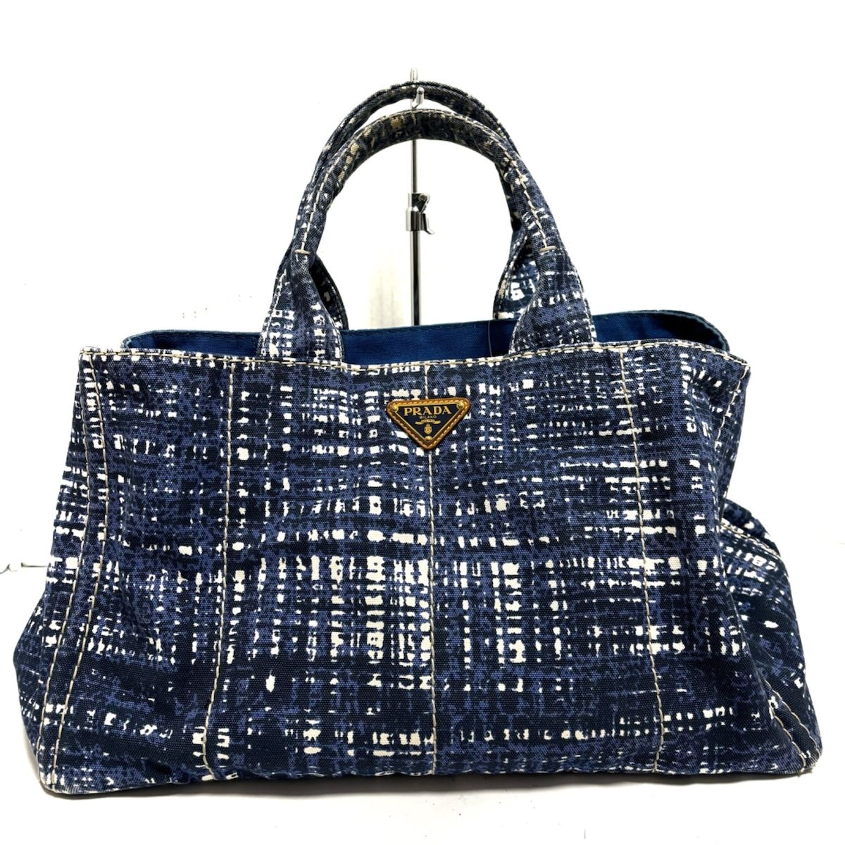 PRADA(プラダ) トートバッグ美品 CANAPA ネイビー×ダークネイビー ...