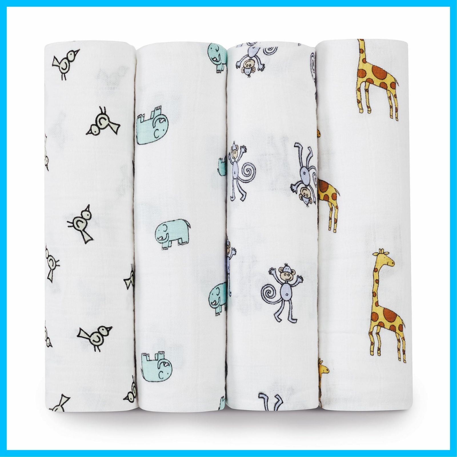 在庫 anais エイデンアンドアネイ おくるみ ジャングルジャム 4枚セット aden 120×120cm モスリンコットン スワドル 新生児 夜泣き対策 出産祝い SWADAB2026