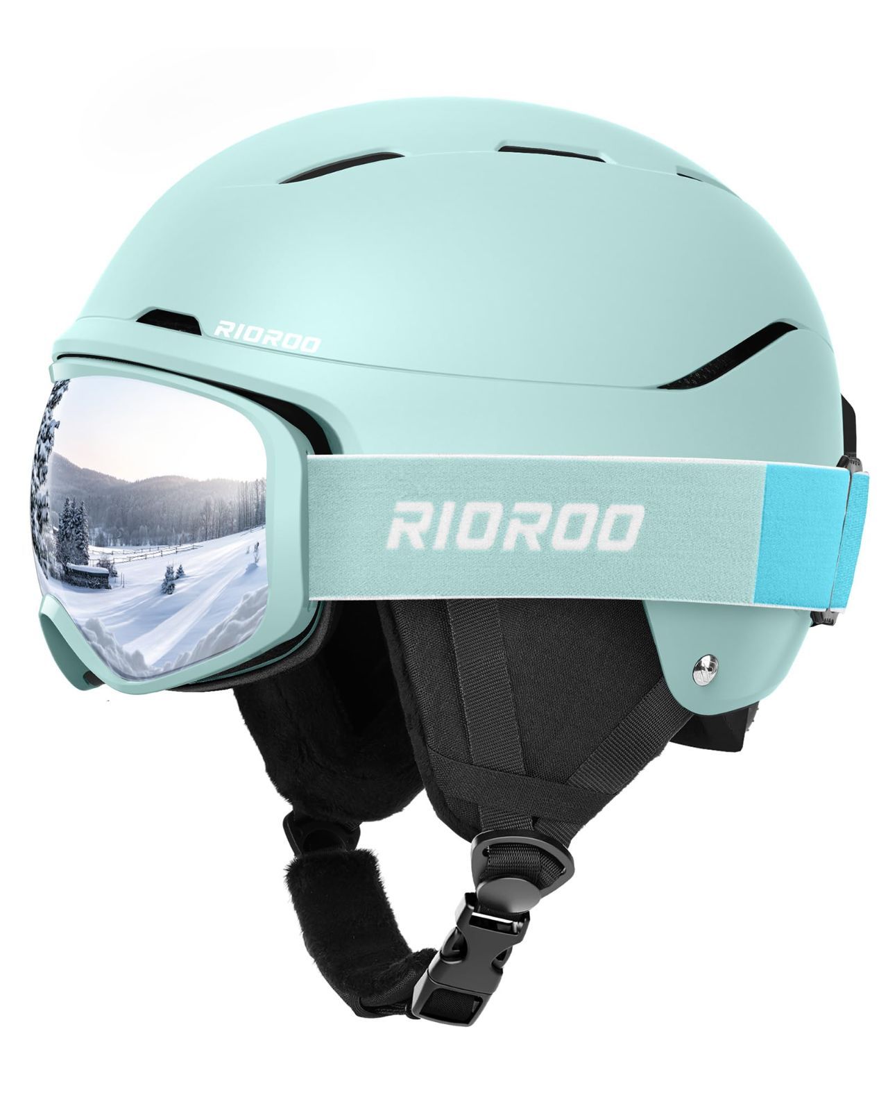 RIOROO スキーヘルメットセット ゴーグル付き メガネ対応 スノーボード