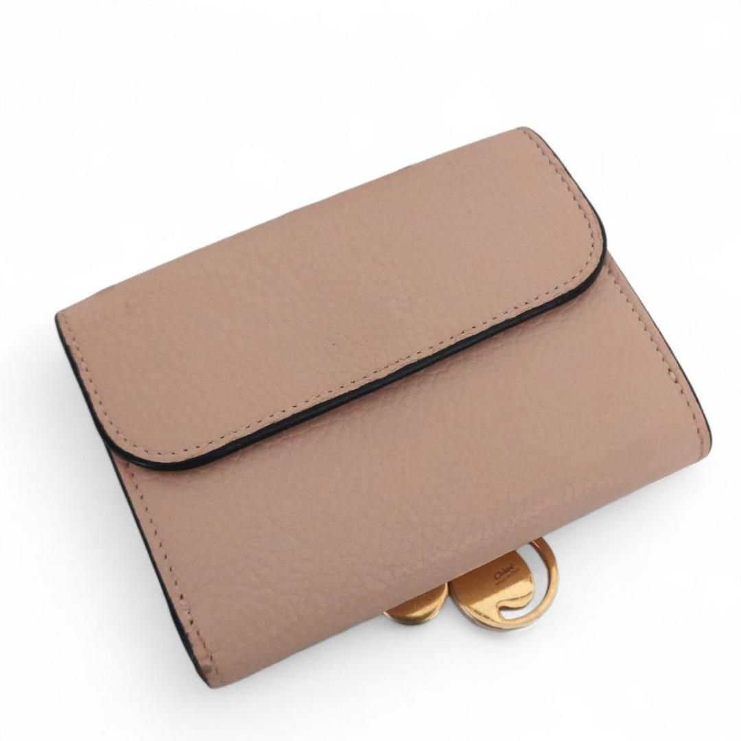 未使用品　Chloé 三つ折り財布 アルファベットウォレット　ピンクベージュ 美品 Chloe クロエ 三つ折り 財布 レザー アルファベット