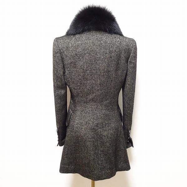 DOLCE&GABBANA ツィードジャケット ファー付き ブラック 38 DOLCE&GABBANA ツィードジャケット ファー付き ブラック 38 Leather