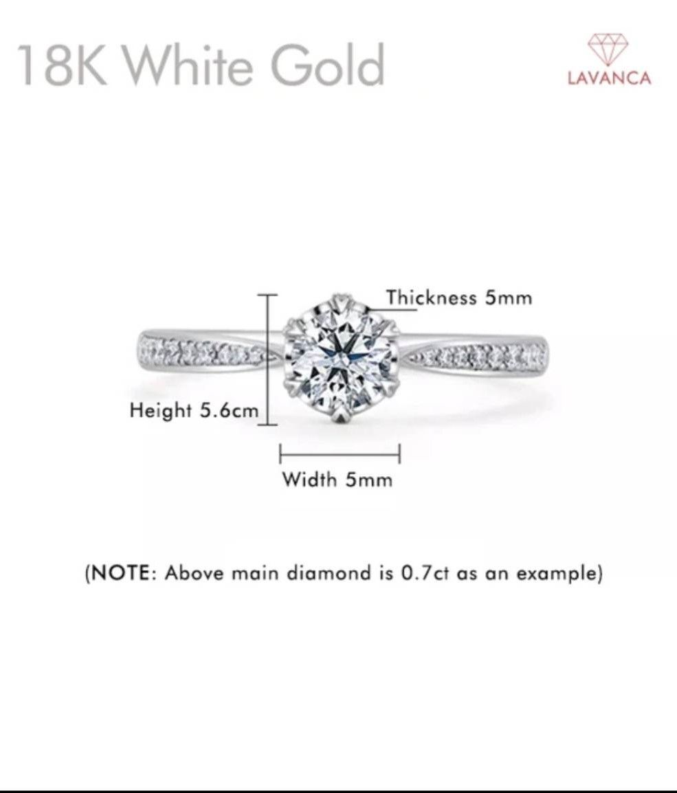 0.6ct E VS1 ダイヤモンドリング 18K White Gold 6プロング 鑑定書付 ring-decorated