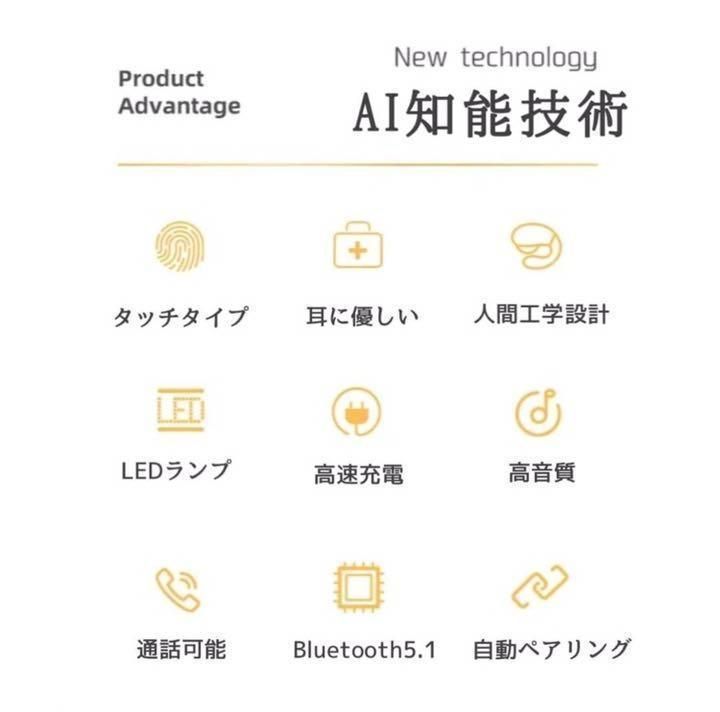 人気特価激安 LED付 ワイヤレスイヤホン イヤフォン フック型 Black