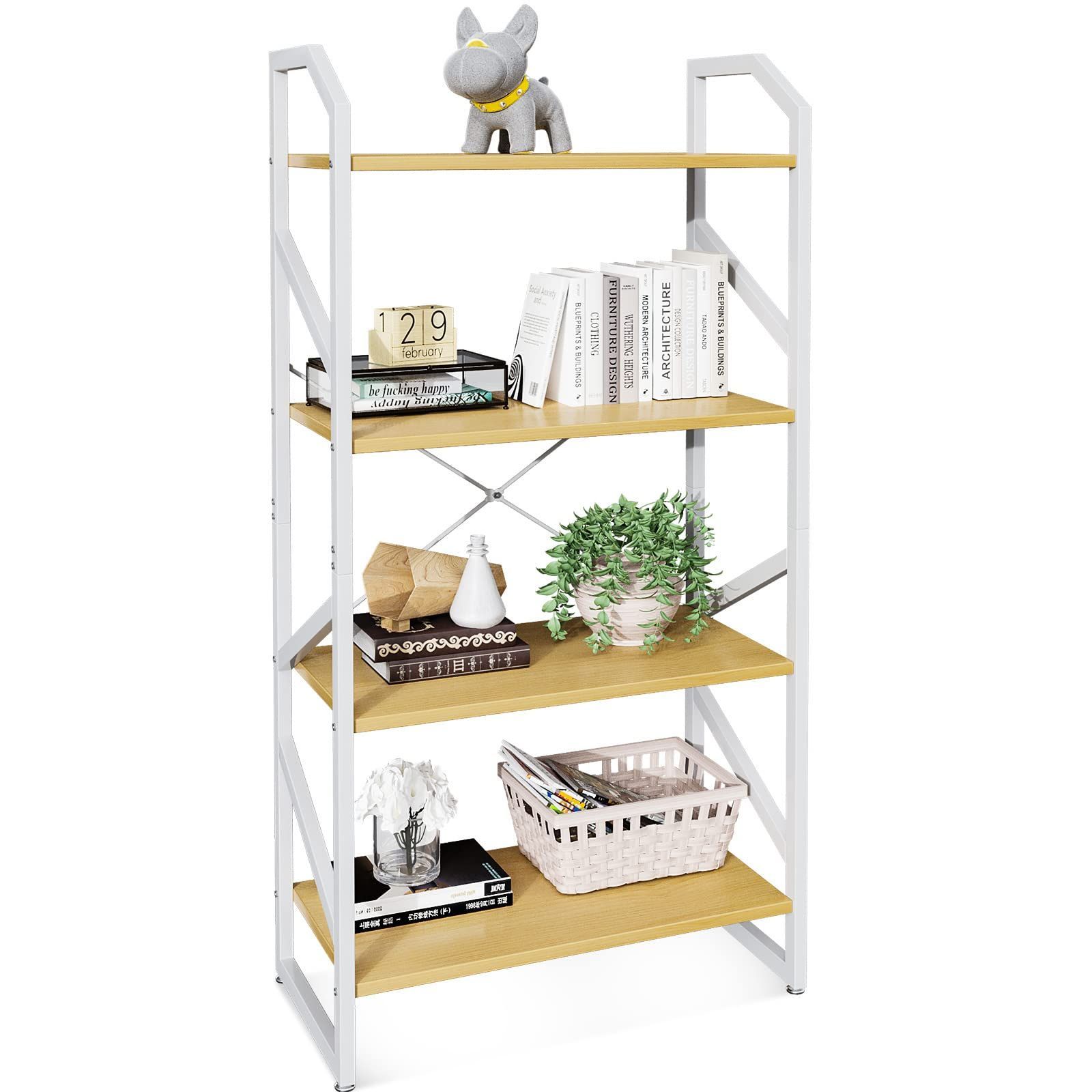 【新着商品】リビングラック 棚 スチールシェルフ 収納 幅60×奥行30×高さ120cm オープンラック キッチンラック 4段 フリーラック ラック 組立簡単 オープンシェルフ 本棚 ODK ナチュラル