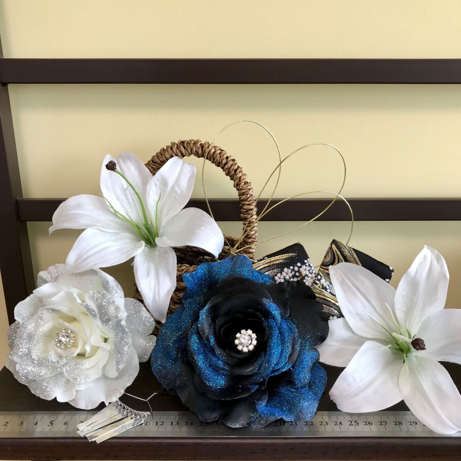 ブルー 和装髪飾り 振袖髪飾り 色打掛髪飾り 結婚式髪飾り 着物髪飾り