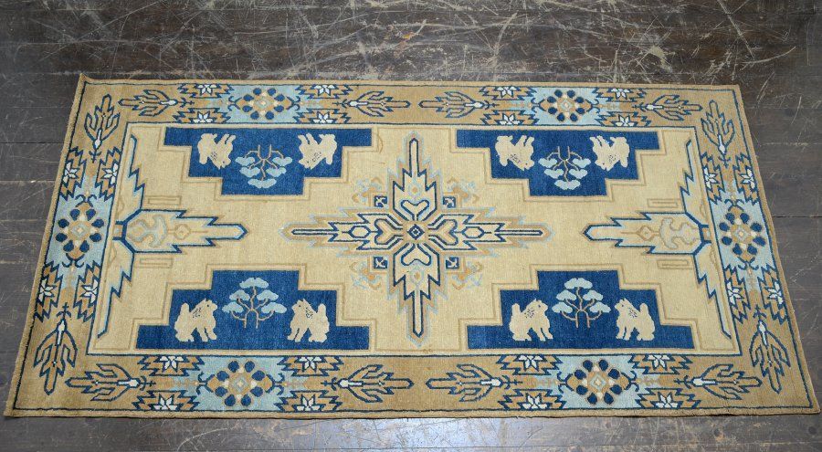 蔵A5458a 古い緞通 段通 敷物 絨毯 木綿 堺赤穂鍋島