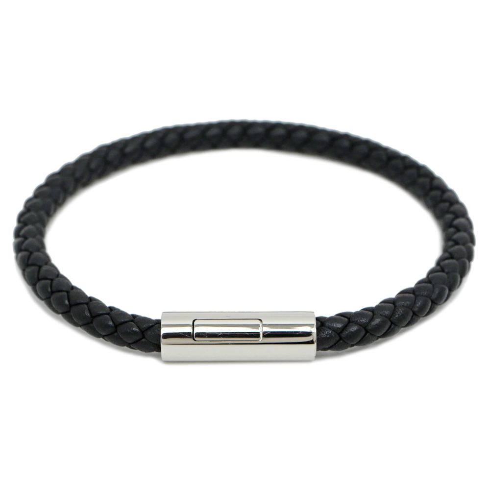 名東】エルメス ゴリアテ レザー 編み込み ブレスレット ブラック