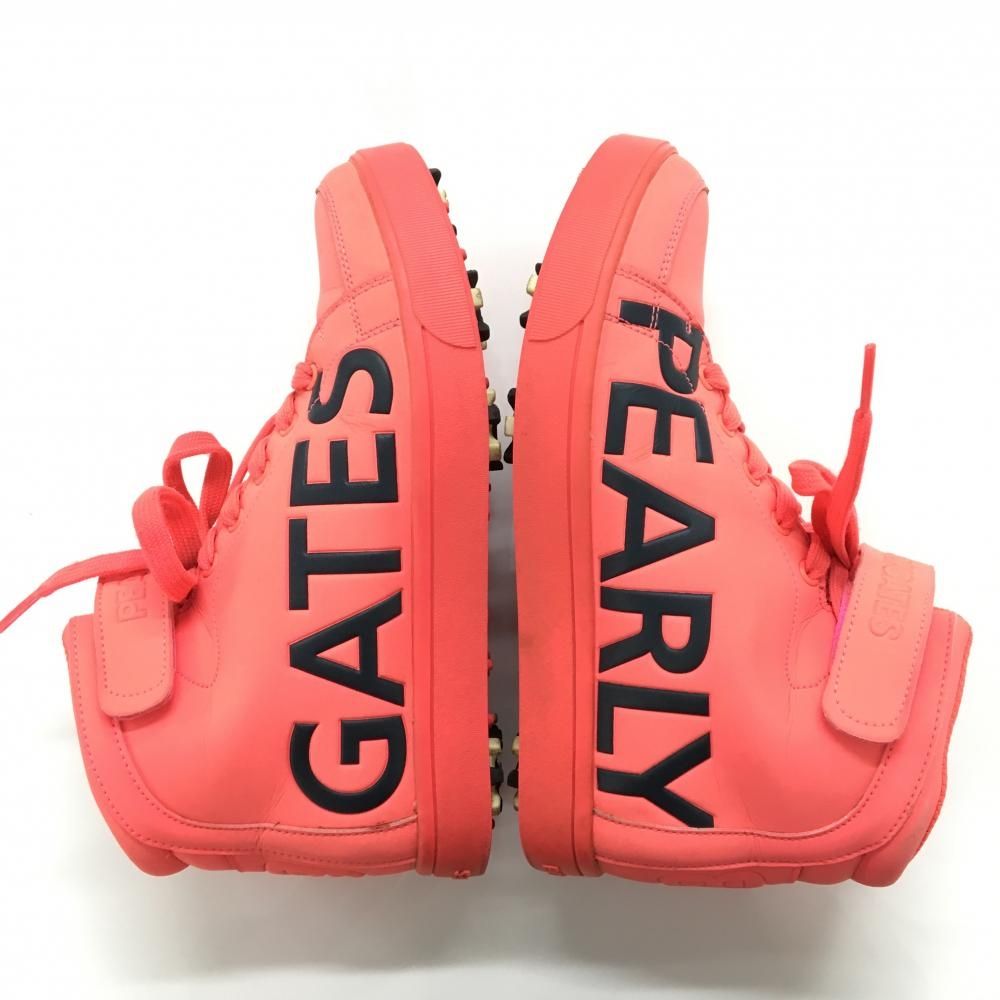 PEARLY GATES - パーリーゲイツ ハイカットゴルフシューズ 蛍光ピンク×黒 053-0992310 レディース 23.5 ゴルフウェア PEARLY GATES パーリーゲイツ ハイカットゴルフシューズ 蛍光ピンク×黒 053